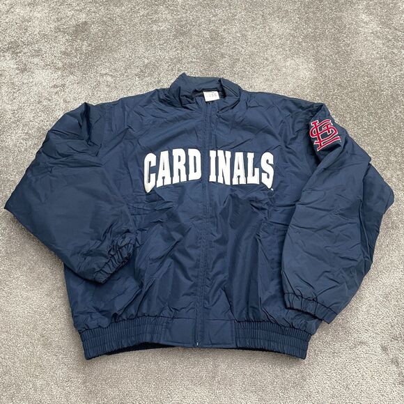 Adidas St. Louis Cardinals MLB Windbreaker Jacket Mens XL Blue Quilted Lining